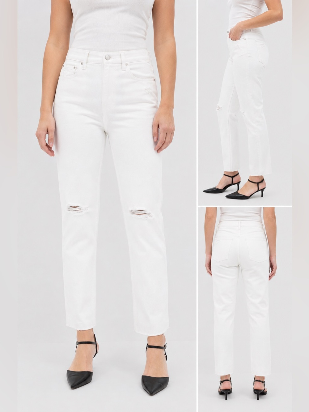 GAP HIGH RISE STRAIGHT LEG JEANS - WHITE SIZE 30 WAIST/TALL (NEW WITH TAGS)